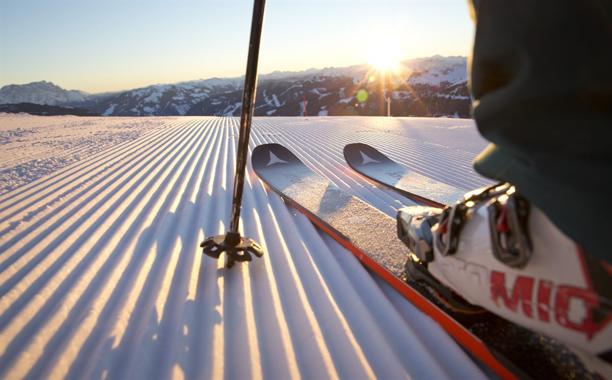 Alpine skiing at the Skicircus Saalbach Hinterglemm Leogang Fieberbrunn