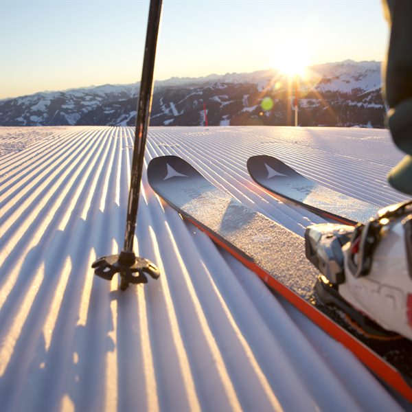 Alpine skiing at the Skicircus Saalbach Hinterglemm Leogang Fieberbrunn